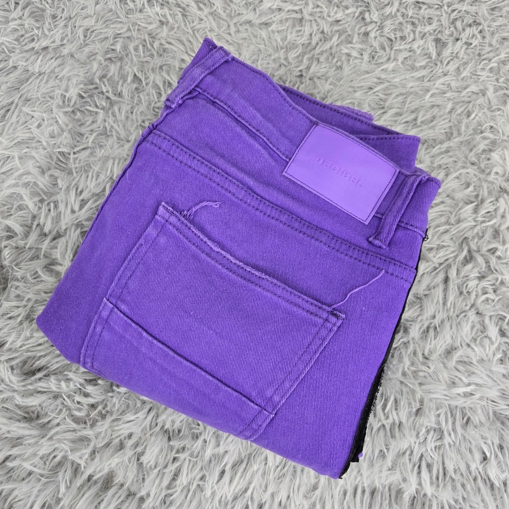 Decibel Moto Jeans Mens 36x32 Purple Distressed Rhinestone Biker Slim Fit‎ Pants